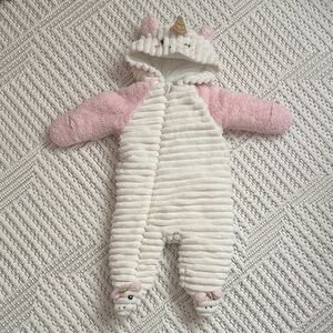 Cozy Pink and White Unicorn Footie for Kids